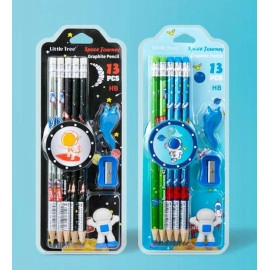 Space Astronaut Theme 10 Pencils Set with Pencil Grip, Eraser & Sharpener Comfortable Grip Pencils