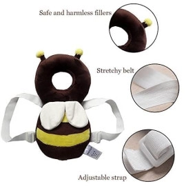 Baby Head Protector Cushion Plush Soft Toy Early Learning Toy Fall Protection Helmet Baby Head Protector Child Adjustable Shoulder Strap (Honey Bee)