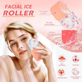 Ice Roller for Face and Eye,2022 Upgrated Diamond Ice Facial Roller,Facial Beauty Ice Roller Skin Care Tools, Ice Facial Cube, Gua Sha Face Massage, Silicone Ice Mold for Face Beauty (Red)