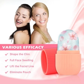 Ice Roller for Face and Eye,2022 Upgrated Diamond Ice Facial Roller,Facial Beauty Ice Roller Skin Care Tools, Ice Facial Cube, Gua Sha Face Massage, Silicone Ice Mold for Face Beauty (Red)