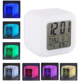 Plastic Abstract Alarm Clock with 7 Colour Changing Digital Display and Temperature