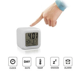 Plastic Abstract Alarm Clock with 7 Colour Changing Digital Display and Temperature