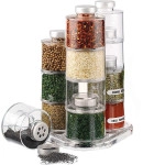 Bottle Spice Tower Carousel Kitchen, Space Saving Kitchen Storage Organizer for Seasoning Dried Herbs