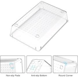 Drawer Organizer Divider Tray,Stationary Organizers For Drawers,Cupboard Organizer For Stationery,Makeup Organizer Drawer,Draw Organizer For Wardrobe -Plastic 7 Pieces(1 Set),Transparent