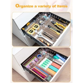 Drawer Organizer Divider Tray,Stationary Organizers For Drawers,Cupboard Organizer For Stationery,Makeup Organizer Drawer,Draw Organizer For Wardrobe -Plastic 7 Pieces(1 Set),Transparent