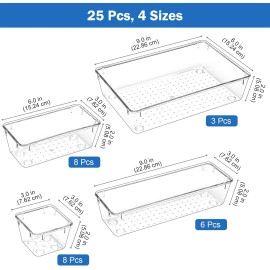 Drawer Organizer Divider Tray,Stationary Organizers For Drawers,Cupboard Organizer For Stationery,Makeup Organizer Drawer,Draw Organizer For Wardrobe -Plastic 7 Pieces(1 Set),Transparent