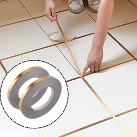 2 Pc 50 Meters Golden Tape, Home Floor Wallpaper Waterproof Tiles, Tile gap Tiles Stickers for Floor - (0.5 CM Wide, Gold)