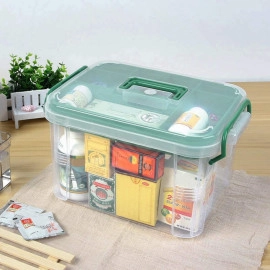 First Aid Medical Box With 6 Compartments Emergency Transparent Medical Kit Box Medicine Storage Box With Detachable Tray And Lid First Aid Kit Storage Box (First Aid Box) - Plastic