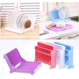 Plastic 12 Slots Foldable Dish Rack Stand Drainer Drying Rack Organizer Kitchen Tool