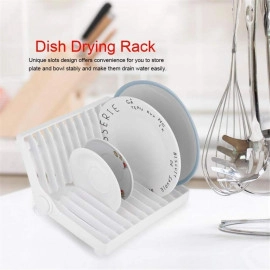 Plastic 12 Slots Foldable Dish Rack Stand Drainer Drying Rack Organizer Kitchen Tool