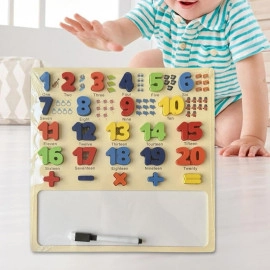 1 to 20 Numeric and Maths Equations Addition, Subtract, Multiplier and Divide Shapes Puzzle for Kids & Toddlers Educational Tool Wooden with White Drawing Board (Pack of 1)