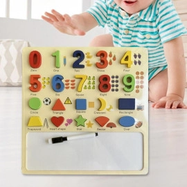 1 to 20 Numeric and Maths Equations Addition, Subtract, Multiplier and Divide Shapes Puzzle for Kids & Toddlers Educational Tool Wooden with White Drawing Board (Pack of 1)