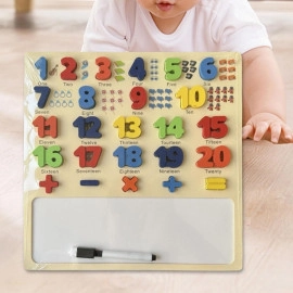 1 to 20 Numeric and Maths Equations Addition, Subtract, Multiplier and Divide Shapes Puzzle for Kids & Toddlers Educational Tool Wooden with White Drawing Board (Pack of 1)