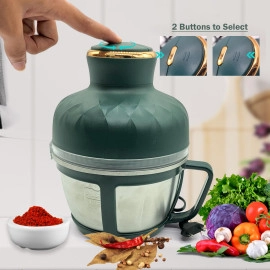 Electric Vegetable Chopper with Stainless Steel Bowl for Kitchen | 300W Meat Grinder for Chop, Mince, Puree, Peel Fruit, Beating Eggs and Nuts | Dual Speed Mode (Green, 2.5 Litre)