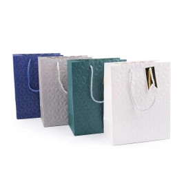 Simple Elegant Professional Look Gift Wrapping Bags 3D Simple Design Printed Tote Bags with Handle for Gifting People (Set of 4)