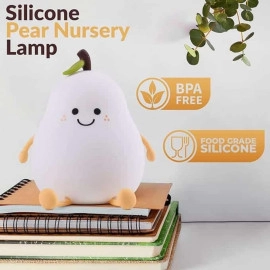 Sliocne Cute Smile Pear Shape Night Light Lamp USB Rechargable Bedside Bedroom Colour Changing Touch Table Lamp Decoration Dimmable Night Light Kid Gift Party Room Décor (1-Pcs)