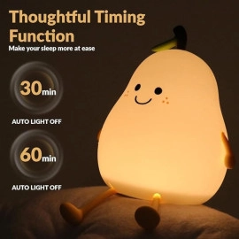 Sliocne Cute Smile Pear Shape Night Light Lamp USB Rechargable Bedside Bedroom Colour Changing Touch Table Lamp Decoration Dimmable Night Light Kid Gift Party Room Décor (1-Pcs)