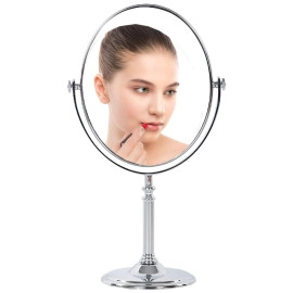 Makeup Mirror Dual Sided Magnification 1X and 5X | Folding Portable Table Desk Vanity Oval Mirrors with Stand use for Cosmetic Shaving|Bathroom|Living|Bed|Dressing Room|Beauty Parlor|Gift