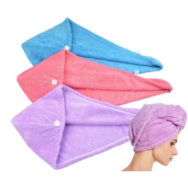 Set of 2 Hair Towel Wrap Absorbent Towel Hair Towel Hair-Drying Bathrobe Hair Warp Towel Microfiber Bath Towel Hair Dry Cap (Multicolor)(Pack of 2)