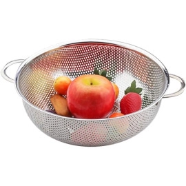 Multi-Purpose Micro-Perforated Colander Kitchen Stainer with Handle| Stainless Steel Kitchen Stainer for Washing Rice Fruits Vegetables and Grains to Filter Easily in The Sink (Pack of 1)