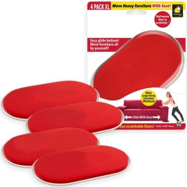 Furniture Sliders Movers | Oval Shape 4 Pack XL Movers Work On Carpets & Non scratchable Floors | Furniture Sliders Moves Sofas Beds Tables Dressers & Much More (Red)