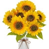 Artificial Sunflowers Bouquet 17" Large 7 Heads Fake Silk Sunflower with Stems Arrangement for Wedding Bride Baby Shower Home Centerpieces Decor