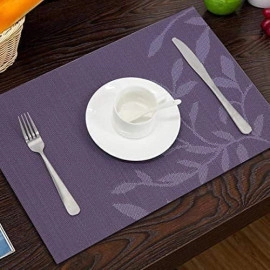 Dinning Table Decor Items placemats for Dining Table Dinner mat Table Mate for Dining Table Decorative PVC Placemats Heat-Resistant (Violet, 6)