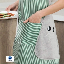 Cooking Apron | Adjustable Waterproof Chef Apron with Pocket and 2 Side Coral Velvet Towels for Hands Wiping Quilt for Home Kitchen, Grill, Restaurant