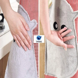 Cooking Apron | Adjustable Waterproof Chef Apron with Pocket and 2 Side Coral Velvet Towels for Hands Wiping Quilt for Home Kitchen, Grill, Restaurant