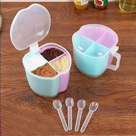 4 in 1 Apple Shape Flavoring Spice Cooker Sets Seasoning Masala Box Cooking Sugar Salt Jars Spices Storage Box