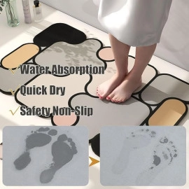 Simple puzzle pattern 5d bath mat,soft diatomaceous earth to prevent slipping,Absorbency and quick drying Suitable for bathroom entrance,toilet & other places that need non-slip