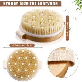 Luxurious Wooden Round Body Bath Brush with Massager Suitable for All Kind of Skin | Scrubber with Soft and Stiff Bristles | 1 Piece