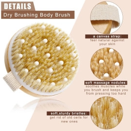 Luxurious Wooden Round Body Bath Brush with Massager Suitable for All Kind of Skin | Scrubber with Soft and Stiff Bristles | 1 Piece