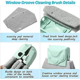 Window Groove Frame Cleaning Brush Door Track Cleaning Brushes Dust Cleaner Tool for Corners Edges and Gaps - Multicolor