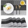 Placemats for Dining Table Heat Resistant Kitchen Table Mats Washable PVC Place Mats Stain Resistant Non-Slip Placemat (Black & Silver, 6)