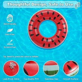 Swimming Pool Tube for Adults Big Size Cool Watermelon Shaped Men Swimming Ring Adult Inflatable Pool Float Tube Circle Summer Water Toys Air Mattress 80 CM