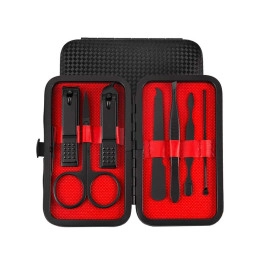 7PCS Manicure Set with Case Professional Set Nail Clipper Stainless Steel Salon Groo ng Kit for Men Women Parents Elder Patient Travel Nail Care (Red AND BLACK)