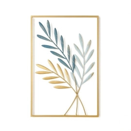 Gold Metal Wall Decor Leaf Wall Hanging Decoration,Metal Wall Art Home Decor for Living Room Office Bedroom Hotel