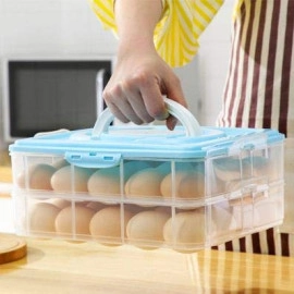 48 Grid 2 Layer Plastic Egg Storage Box, Egg Tray for Fridge (48 Eggs, Multi Color)