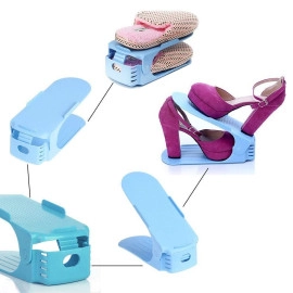 Double Layer Plastic Shoe Rack Organiser Shoes Holder Shoes Stand for Home Office & Shop(Colour May Be Vary) (1 Pcs Set)