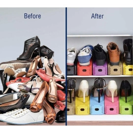 Double Layer Plastic Shoe Rack Organiser Shoes Holder Shoes Stand for Home Office & Shop(Colour May Be Vary) (1 Pcs Set)