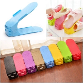 Double Layer Plastic Shoe Rack Organiser Shoes Holder Shoes Stand for Home Office & Shop(Colour May Be Vary) (1 Pcs Set)