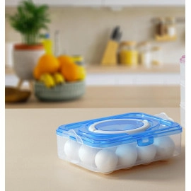 1 Layer 12 Grid Plastic Refrigerator Egg Storage Box/Container/Egg Holder Fridge Tray With Air Tight Lid - Multicolor (12 GRID)