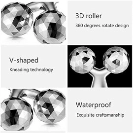 3D Manual Roller Massager Body Massager 360 Rotate Roller Face Body Massager Skin Lifting Wrinkle Remover & Facial Massage Relaxation & Skin Tightening Tool UniSex (Silver), Non Electric