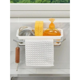 Dishcloth Holders Kitchen Rag Stand Sponge Drainage Tray Sponge Storage Rack | Basket for Kitchen and Bathroom with Tray (Multi-Color, Pack of 1)