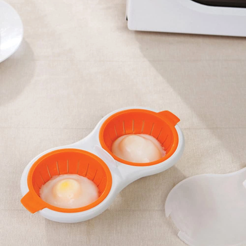 Double Cup Egg Cooking Mold,Egg Steamer, Microwave Double Cup Eggs Poacher Steamer Cooking Mold Cookware Kitchen Tools Gadgets Cooking Mold Cookware Lids Non-Stick Coated Egg Tool (Red)