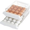 32 grid Egg Storage Box for Fridge, plastic egg holder for fridge 2 Layer Drawer Type egg holder for kitchen Egg Storage Egg Tray Box egg holder egg tray for fridge egg organiser(white)