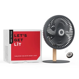 LIT Cordless & Rechargeable 7 Inch Table Fan with Night Light & Remote Control | Auto Oscillation with 4 Wind Modes | BLDC Fan with Up To 12 Hour Run Time | Portable Table Fan for Home, Office