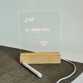 Led Board for Writing, 3D Acrylic LED Message Board, Led Writing Board, Birthday Gift, Rakhi Gift, Acrylic Dry Erase Board with 13 Pen & Stand for Note/Message - 15 x 15 x 1 cm