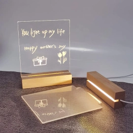 Led Board for Writing, 3D Acrylic LED Message Board, Led Writing Board, Birthday Gift, Rakhi Gift, Acrylic Dry Erase Board with 13 Pen & Stand for Note/Message - 15 x 15 x 1 cm